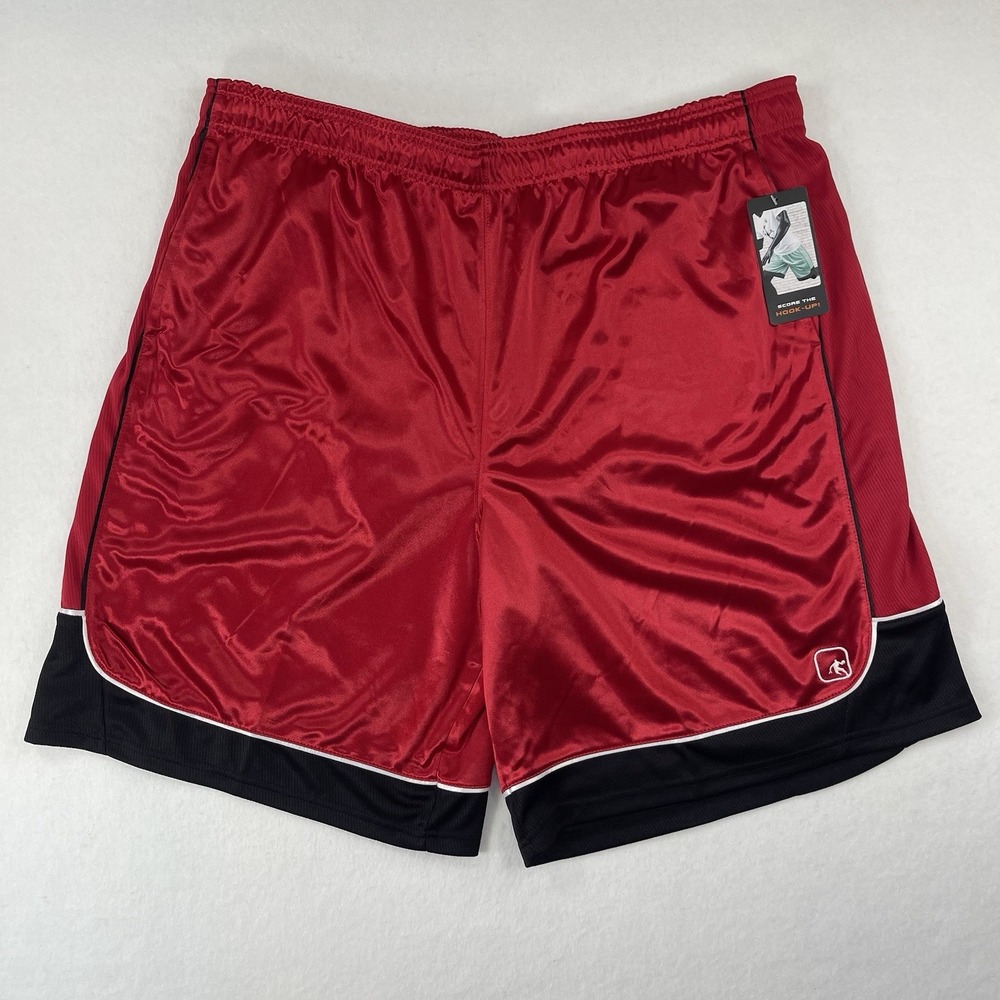 AND1 Y2K Basketball Shorts Mens 3XL Gym Workout Red Dazzle Shiny Silky Retro NWT